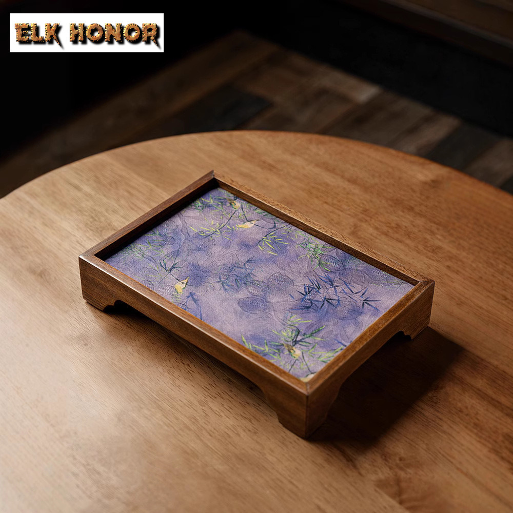 Bamboo Tea Tray - Noce Nuvola Velo Fiori E Bambù