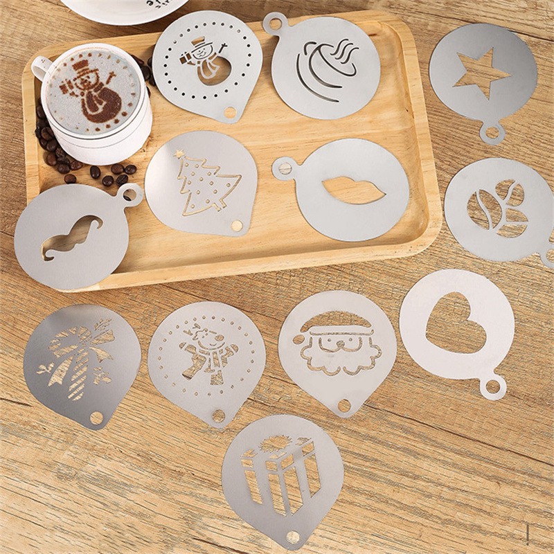 Coffee Stencil Art - 12 pezzi in acciaio inossidabile modello