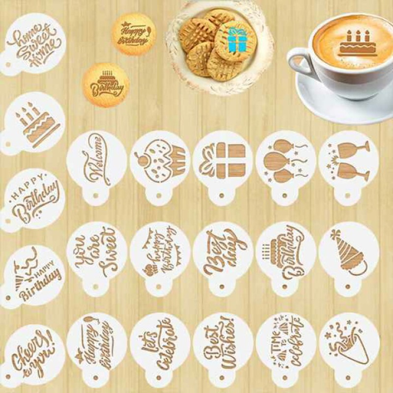 Coffee Stencil Art - Set di stencil professionali per latte