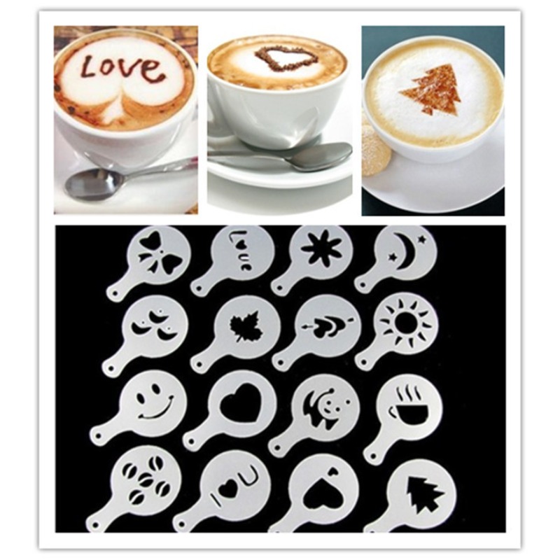 Coffee Stencil Art - 16 stencil per caffè, strumenti per