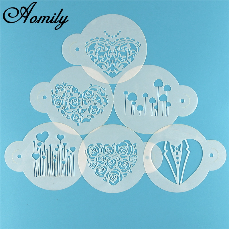 Aomily 6 pz/set San Valentino  - Coffee Stencil Art recensione e prezzo